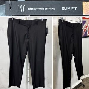 INC Men’s Black Dress Flat Front Slim Fit Pants Size 34/30 NEW $39.98
